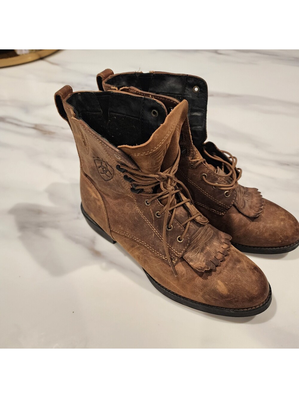 Ariat Brown Leather Lace-Up Boots Size 8